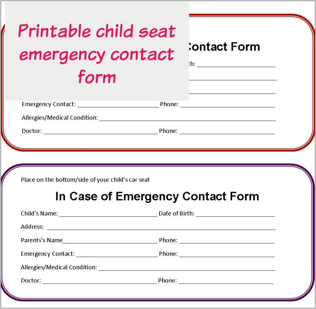 Free In Case Of Emergency Card Template