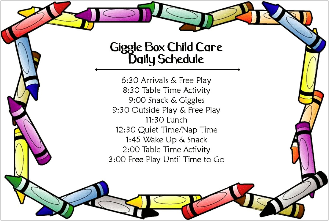 Free Infant Daycare Daily Schedule Template