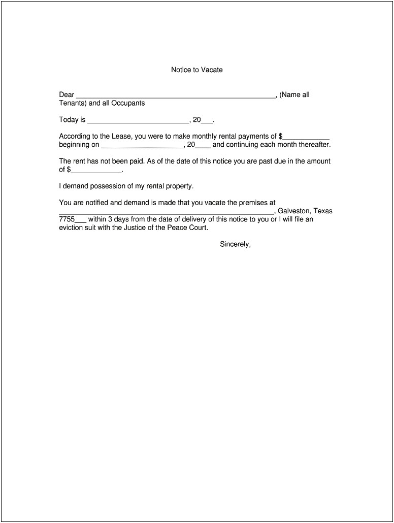 Free Intent To Vacate Letter Template Templates : Resume Designs #