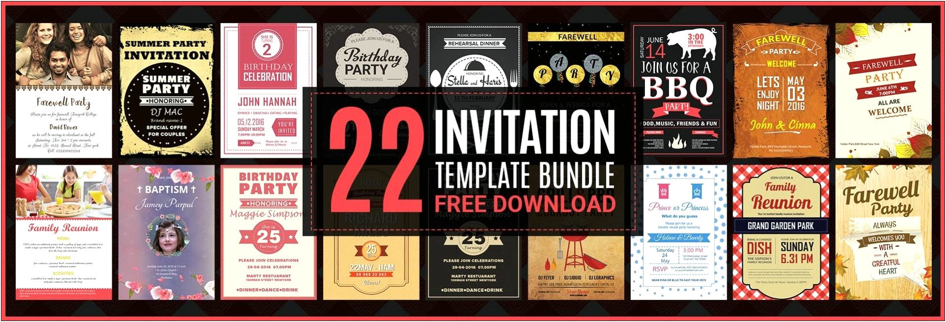 Free Invite Templates For Word 60's Style