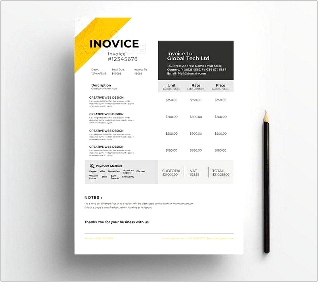 Free Invoice Template For Designers Indesign