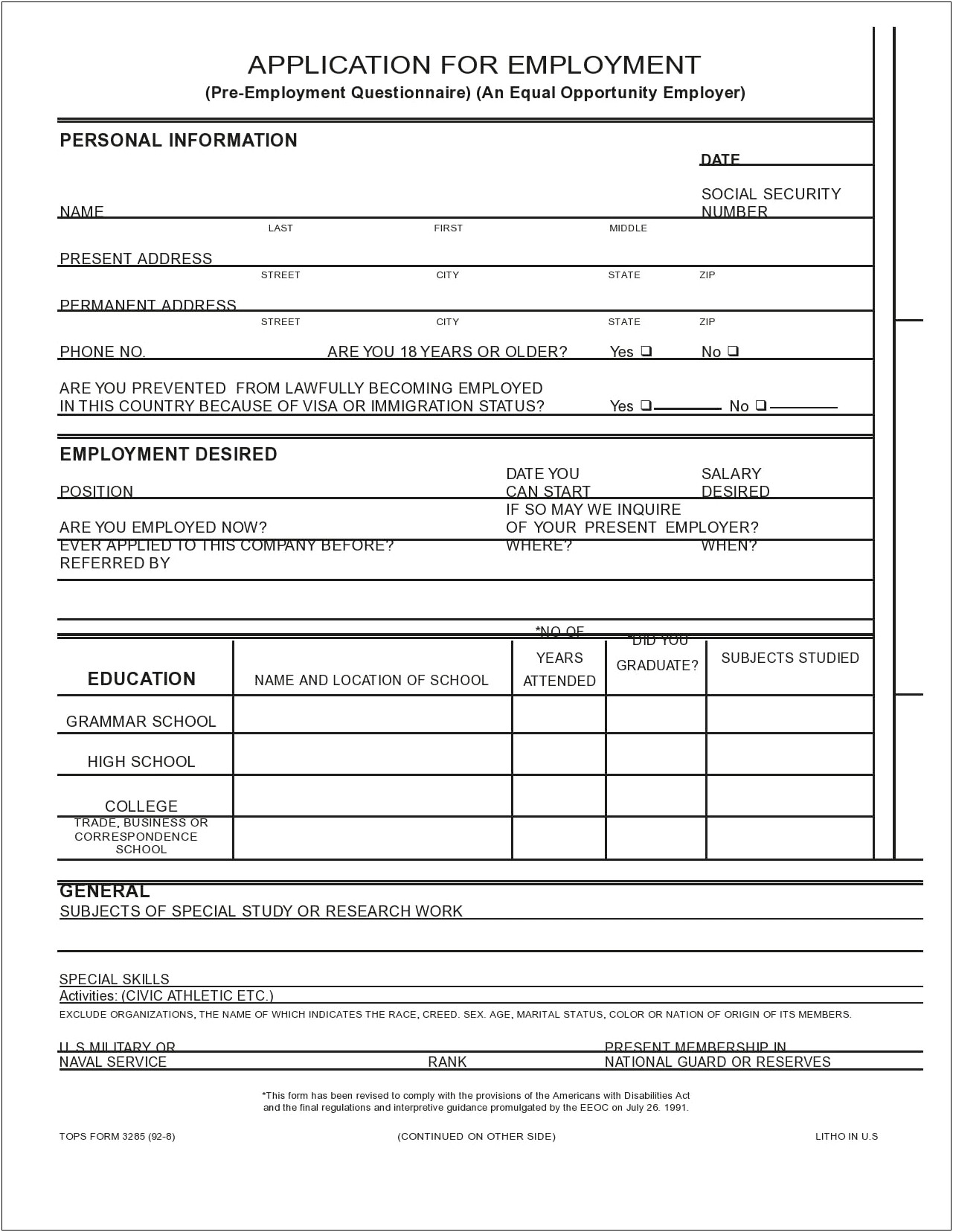 Free Job Application Template With Salary