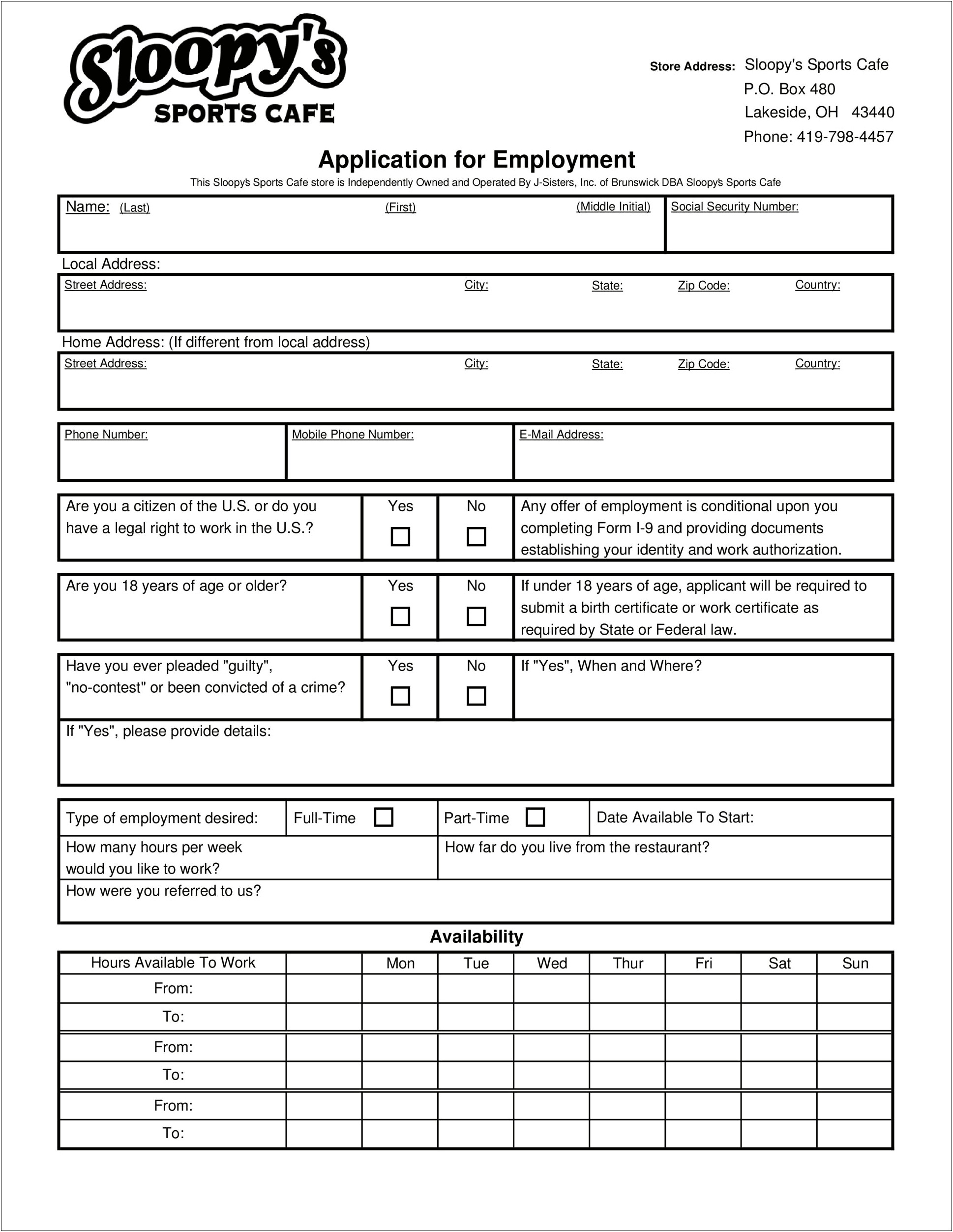 Free Job Application Templates For Docs