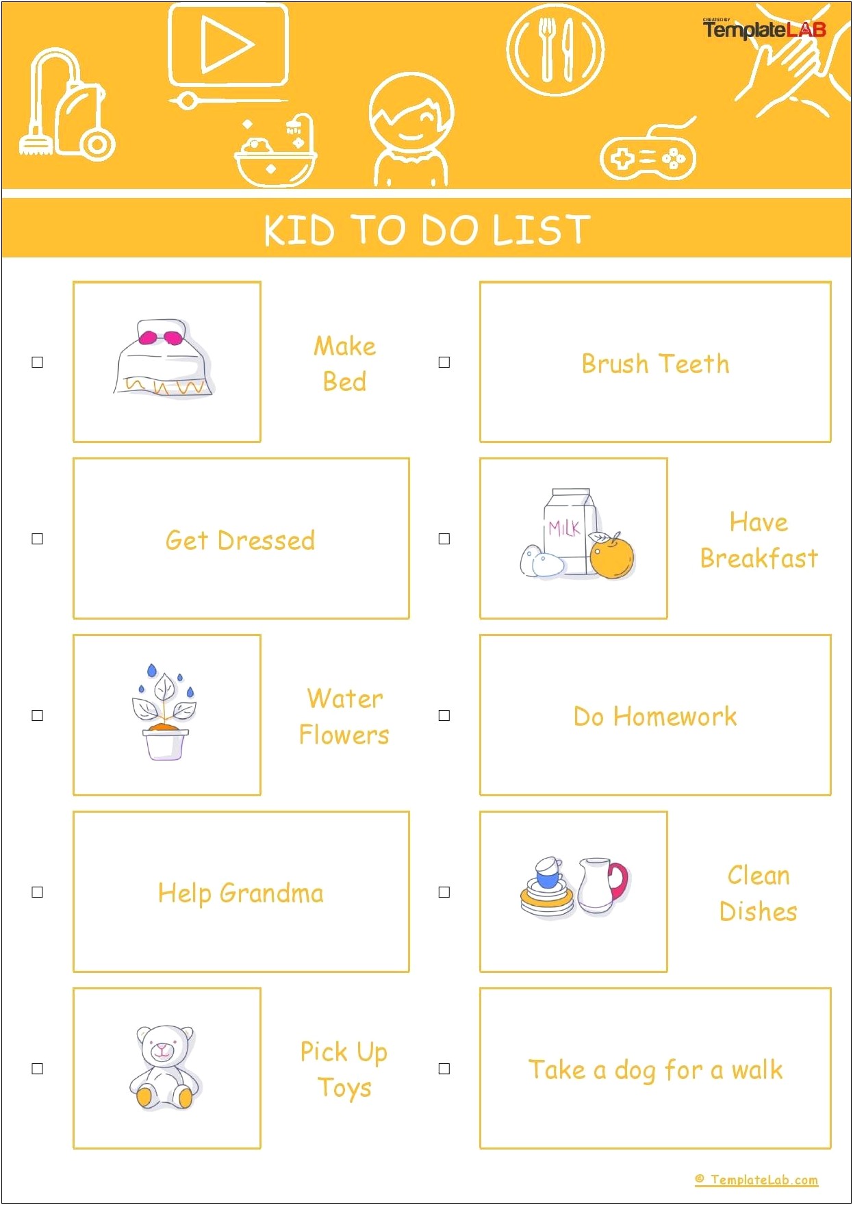 Free Kid To Do List Template