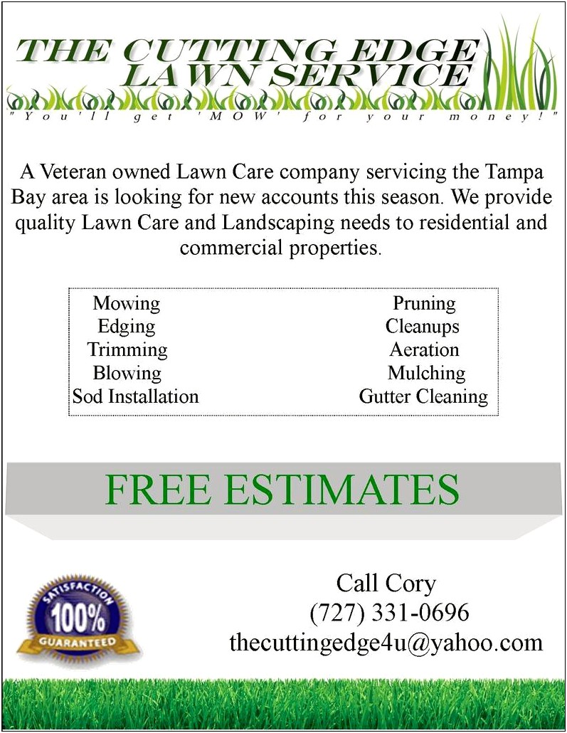 Free Landscape Lawn Service Weekly Template