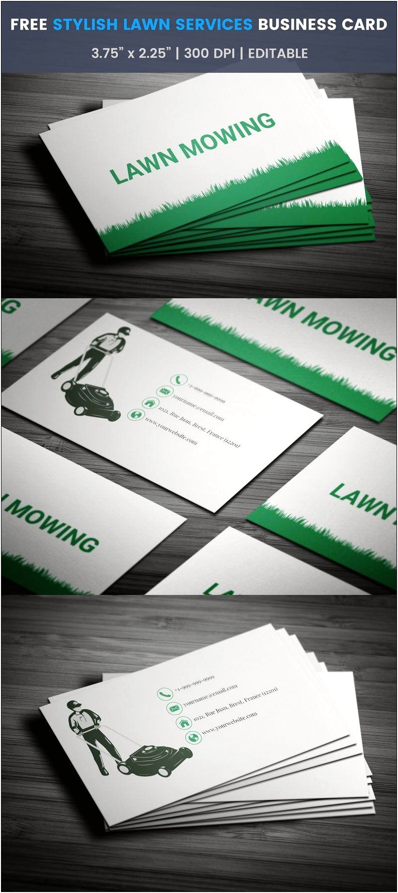 Free Lawn Mowing Business Cards Template