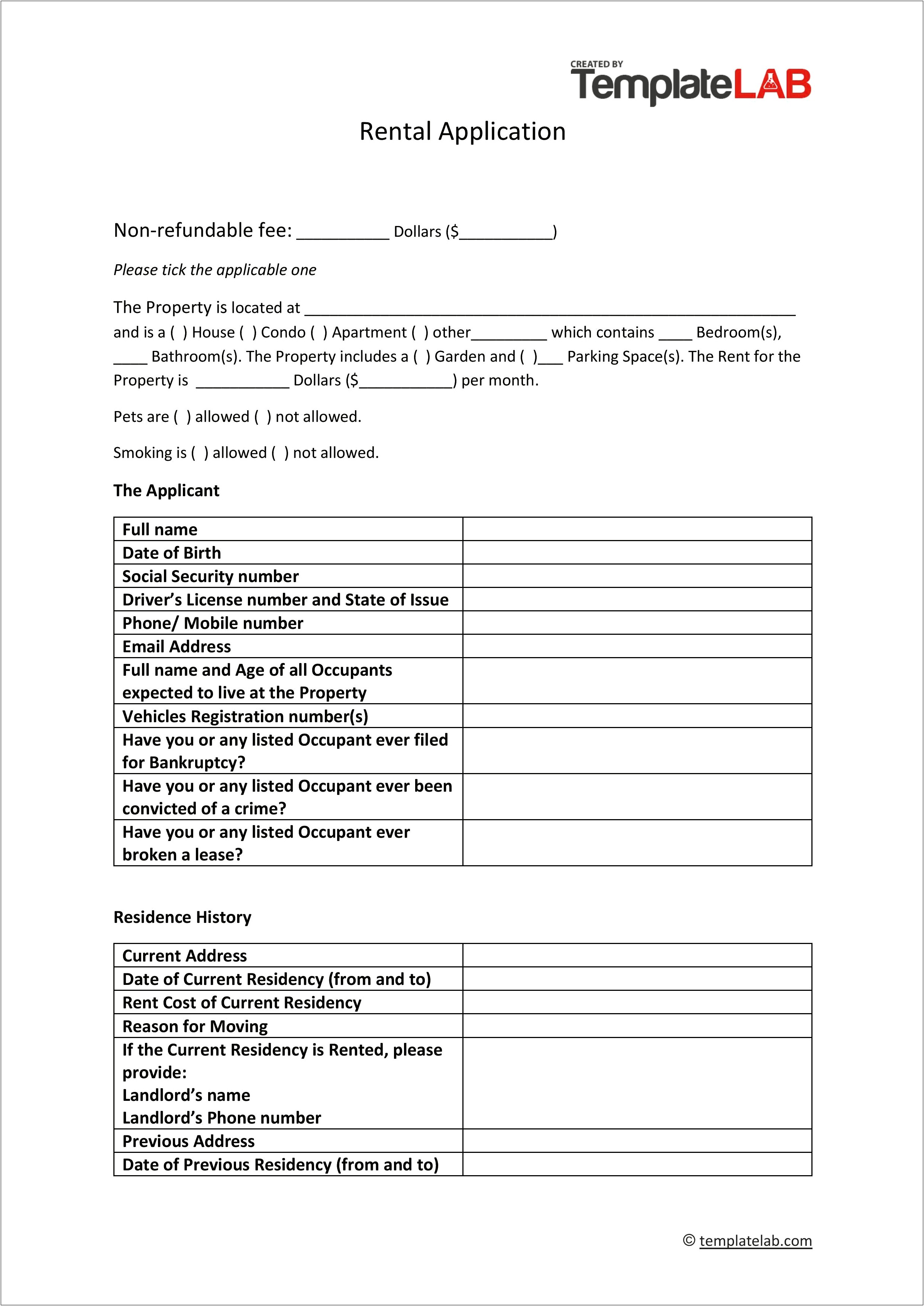 Free Lease Template No Credit Card