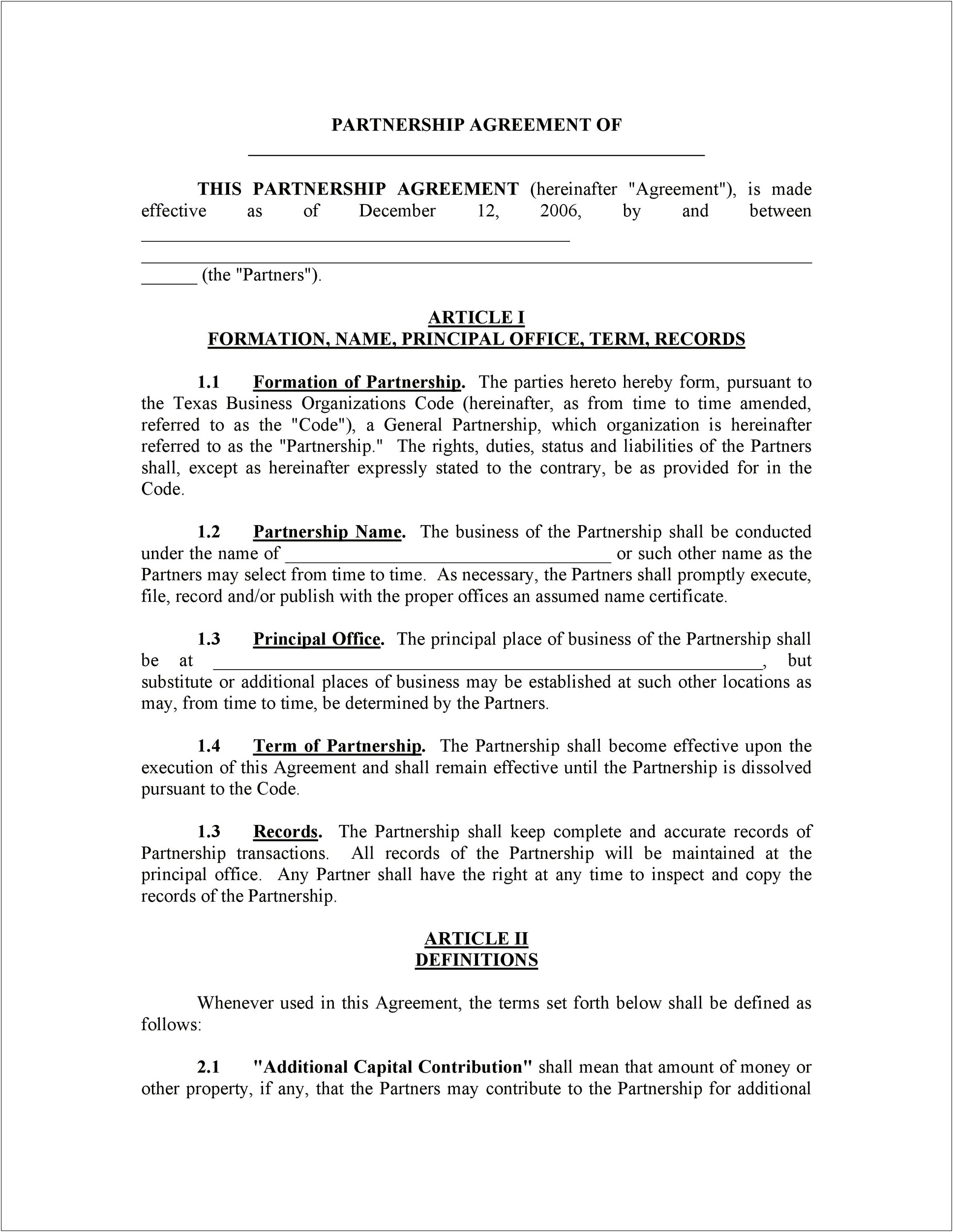 Free Legal Agreement Between Two Parties Template