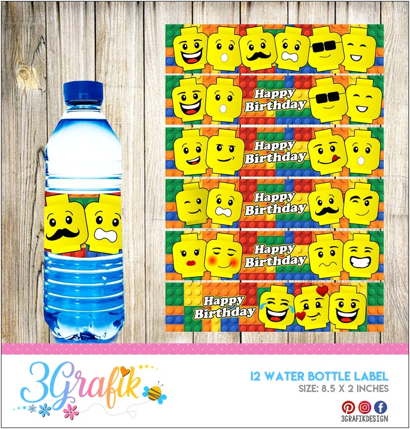 Free Lego Water Bottle Label Template