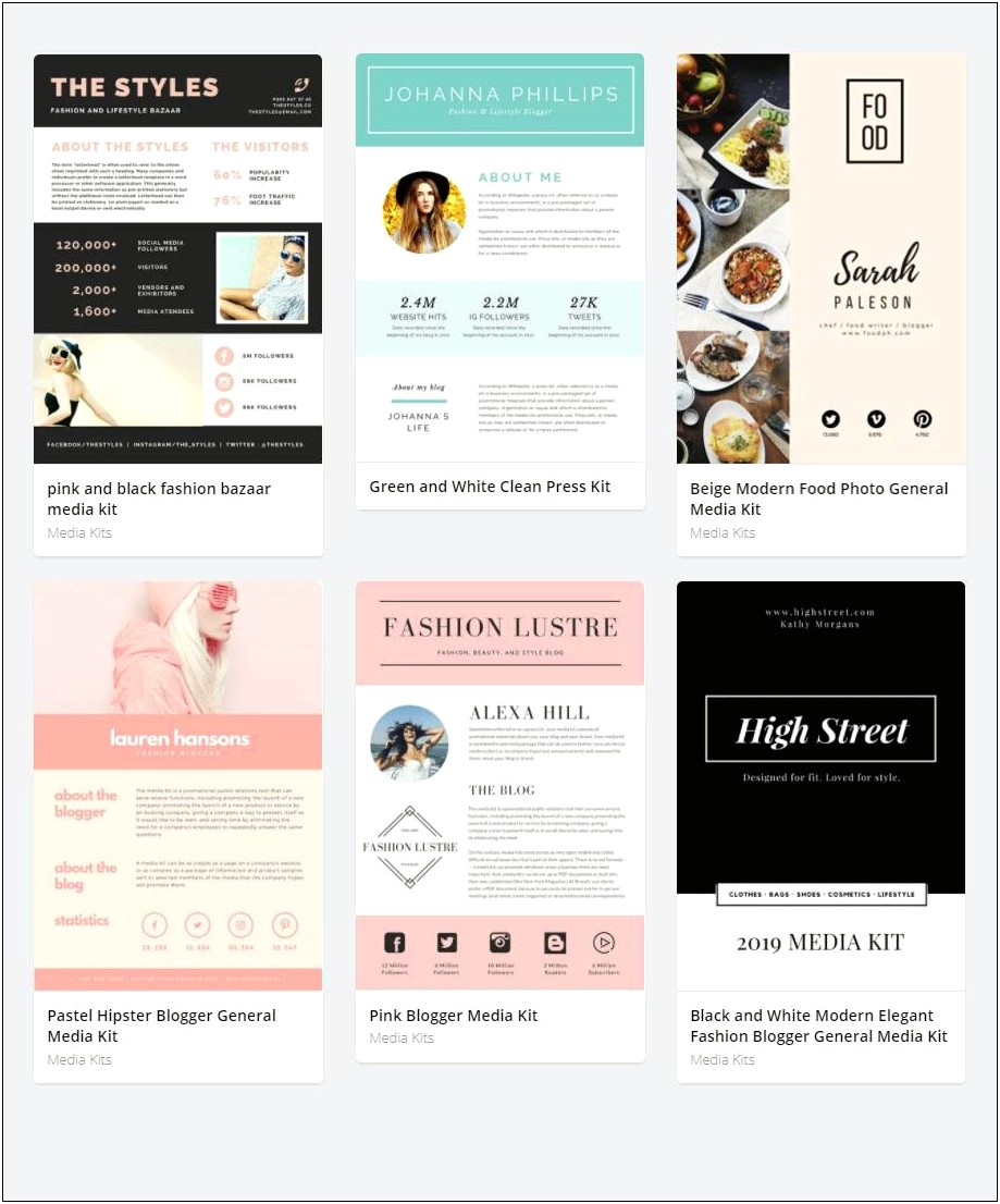 Free Lifestyle Blogger Press Kit Template