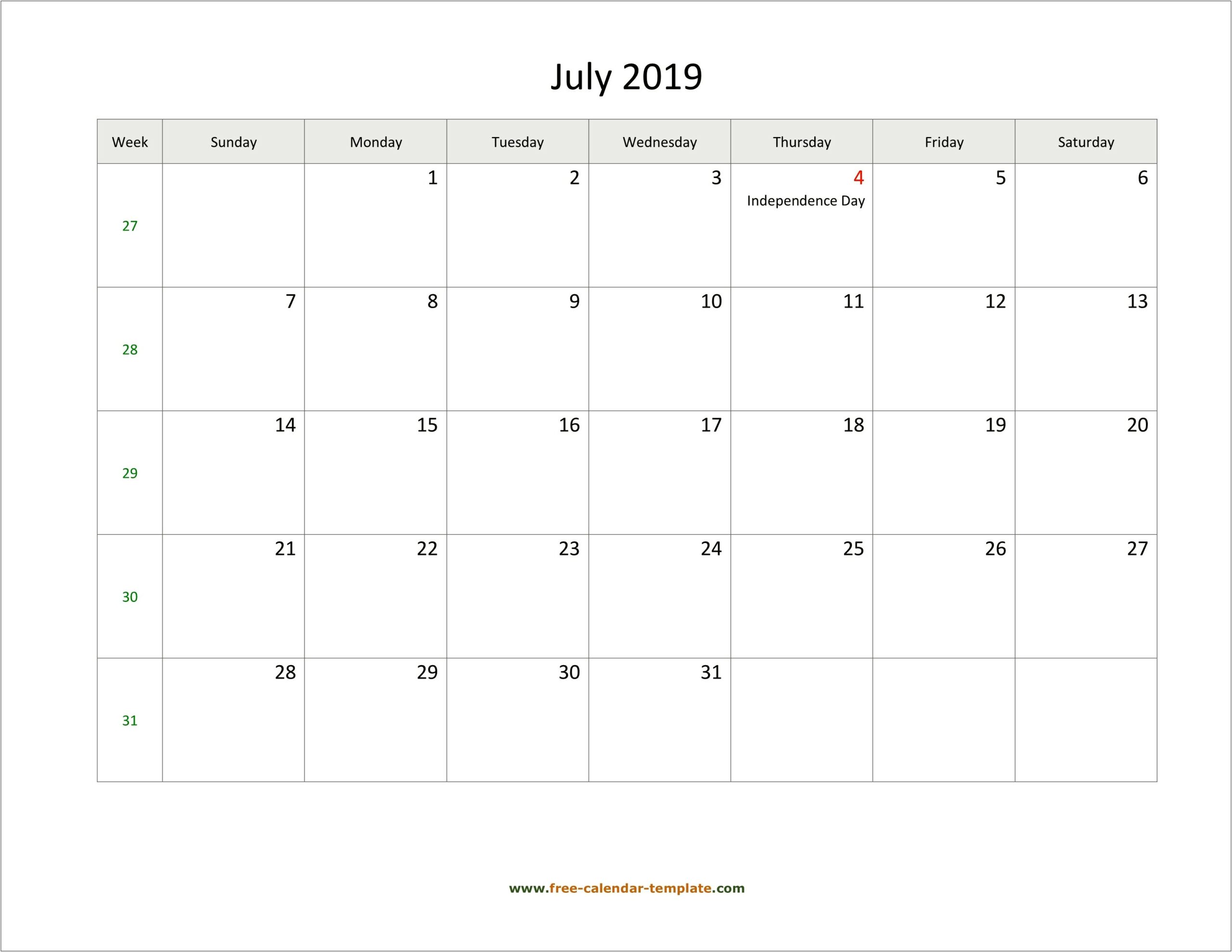 Free Lined Monthly 2019 Calendar Template