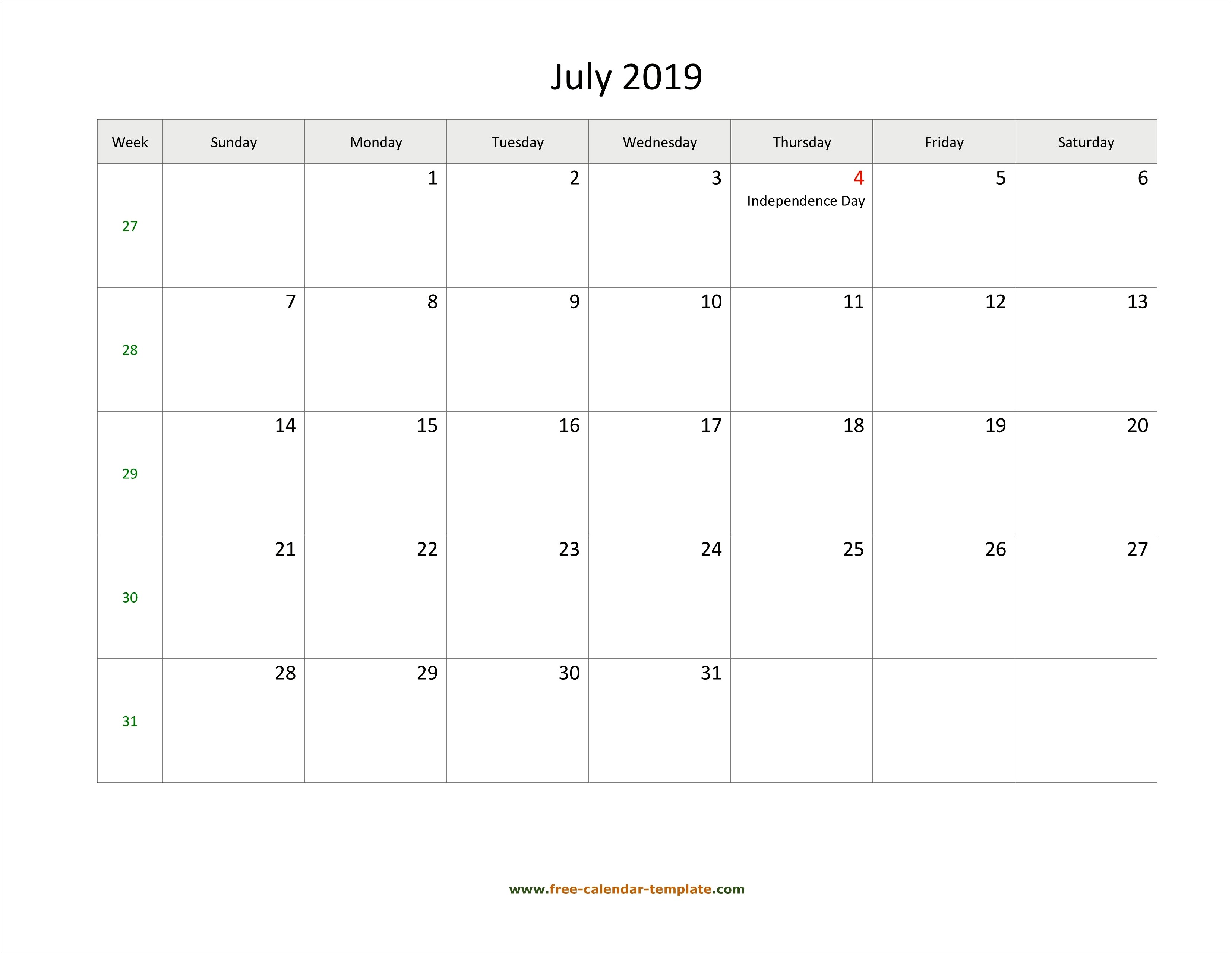 Free Lined Monthly 2019 Calendar Template