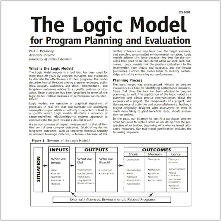 Free Logic Model Template For Health Promotion