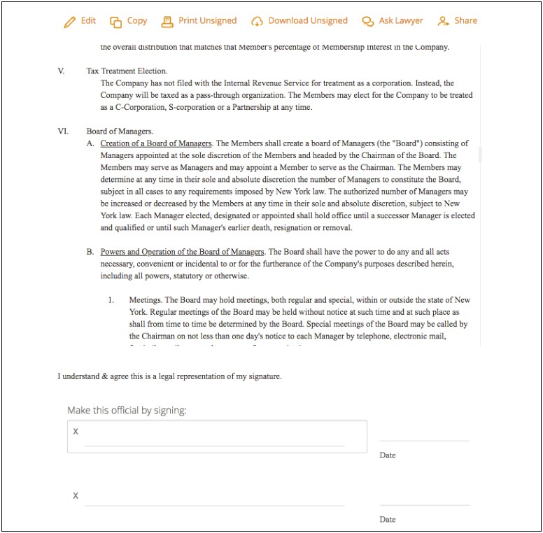 Free Manager Managed Llc Operating Agreement Template