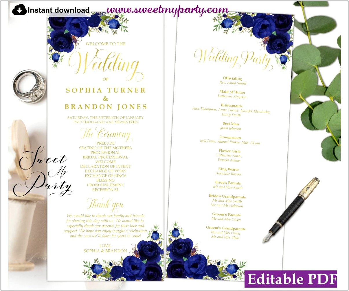 Free Mason Jar Wedding Program Templates