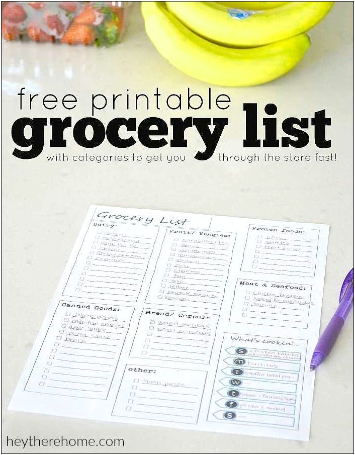 Free Meal Planner And Grocery List Template