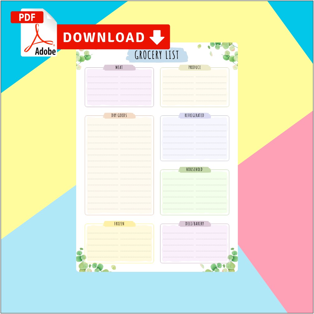 Free Meal Planner Template W Grocery List