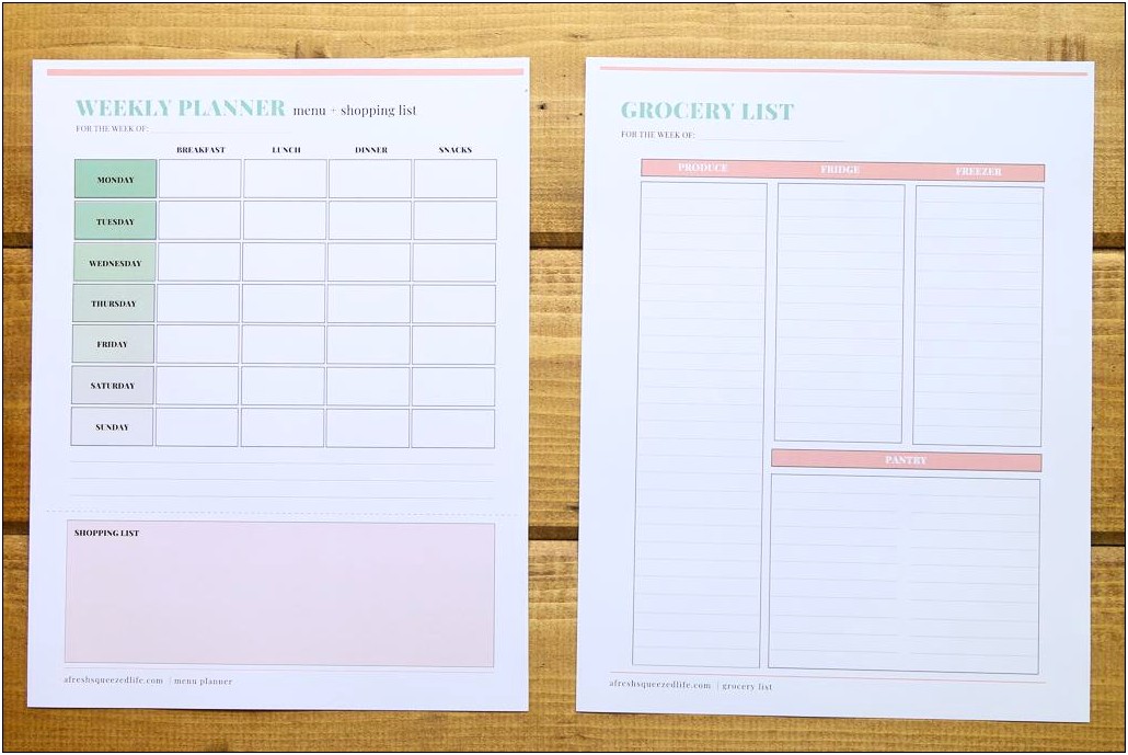 Free Meal Planning Template With Grocery List Pdf