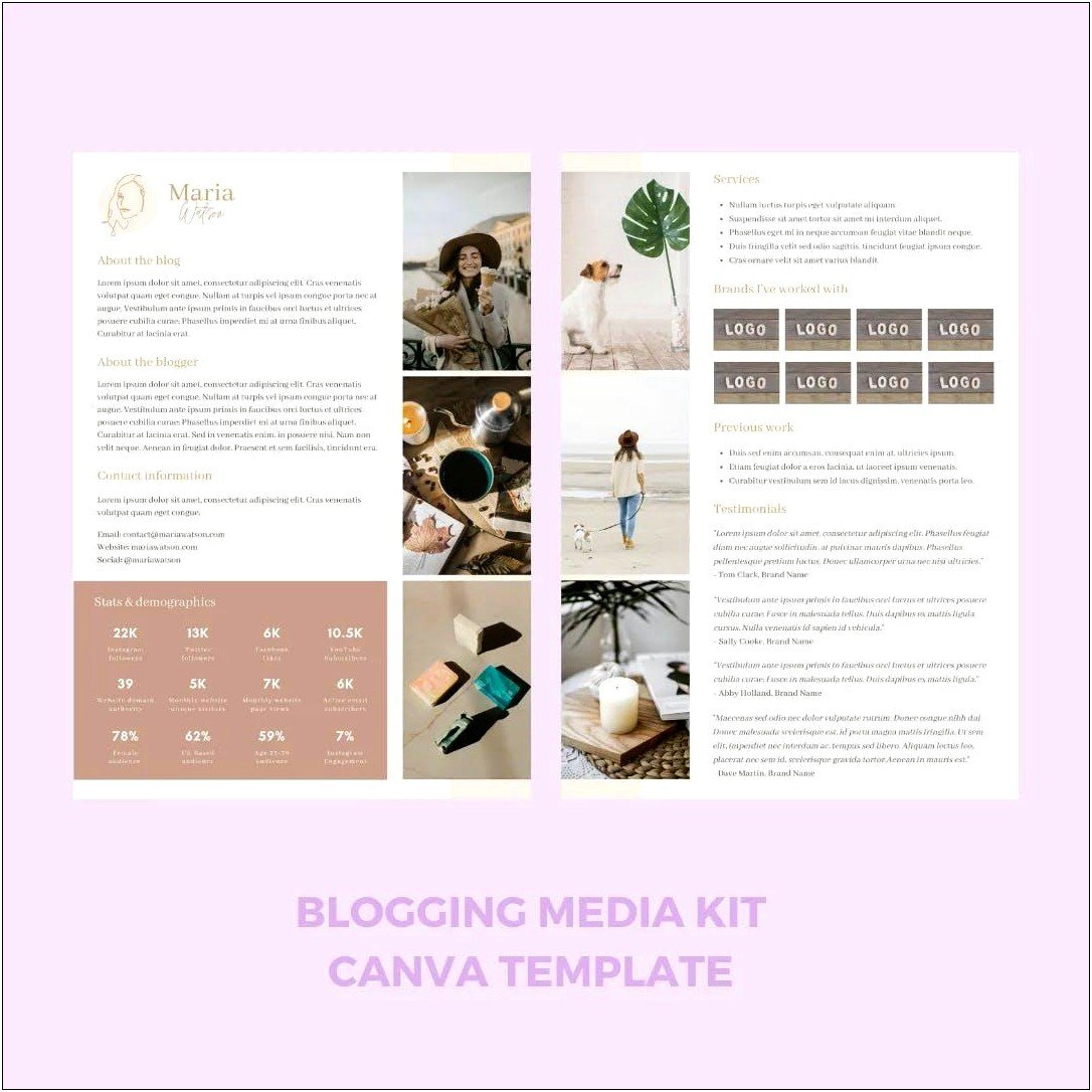 Free Media Kit Template For Bloggers