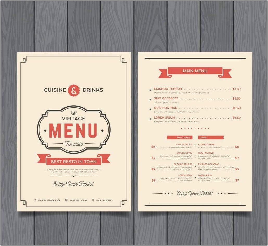 Free Menu Templates For Mac Pages