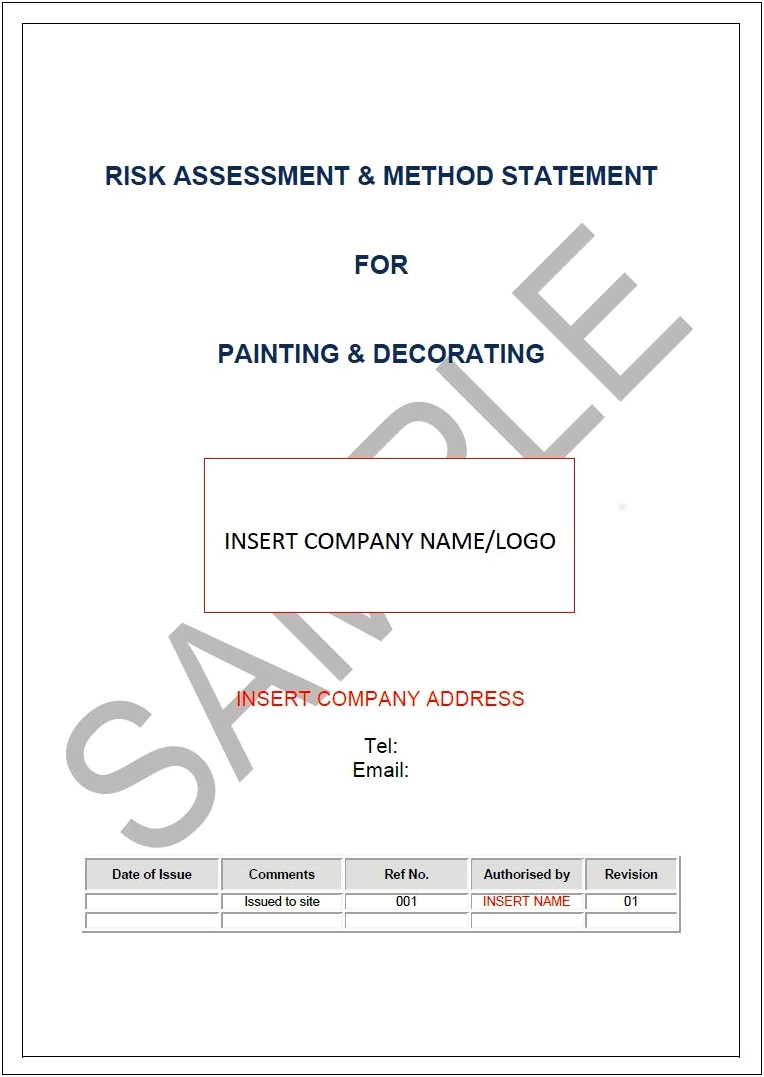 Free Method Statement Template Painting Decorating