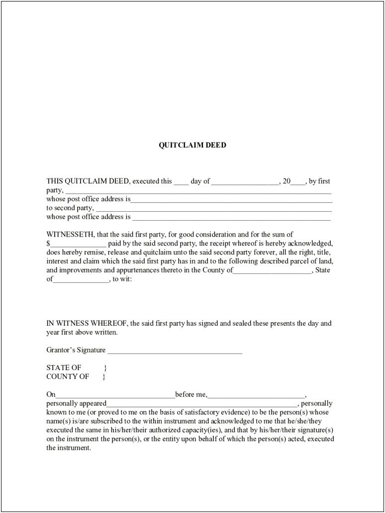 Free Michigan Quit Claim Deed Template