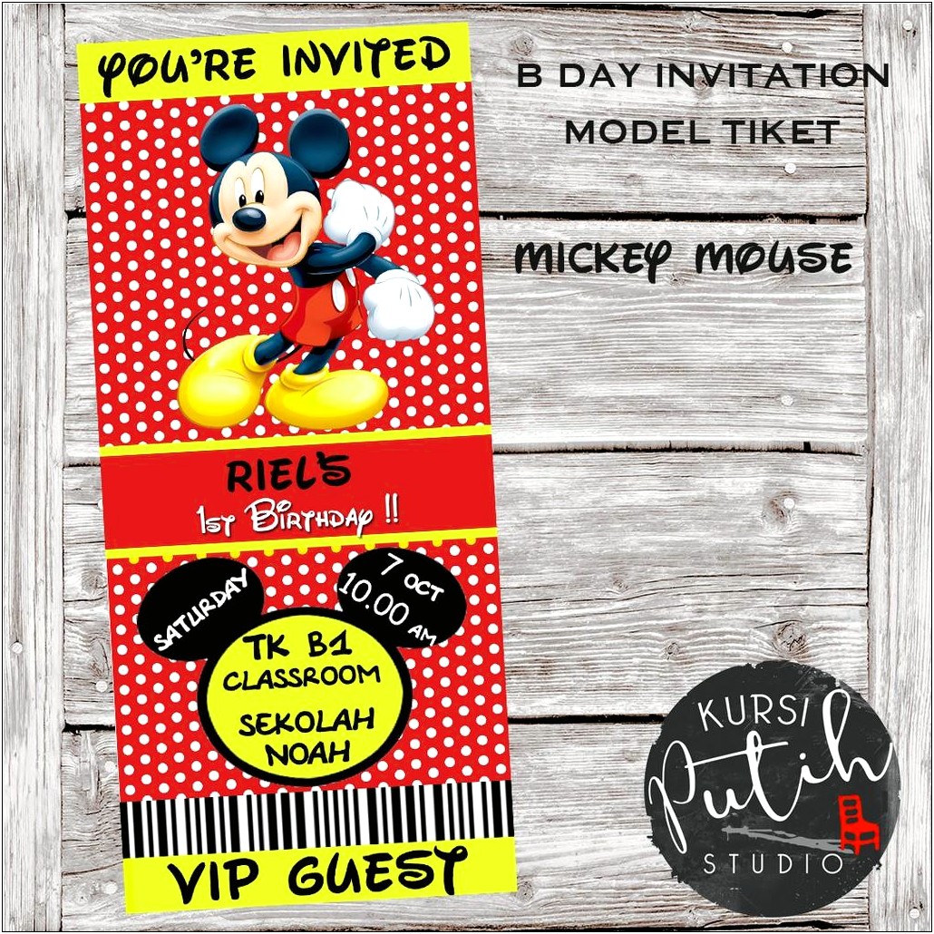 Free Mickey Mouse Ticket Invitation Template