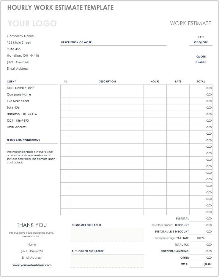 Free Microsoft Contracting Estimates Templates Word