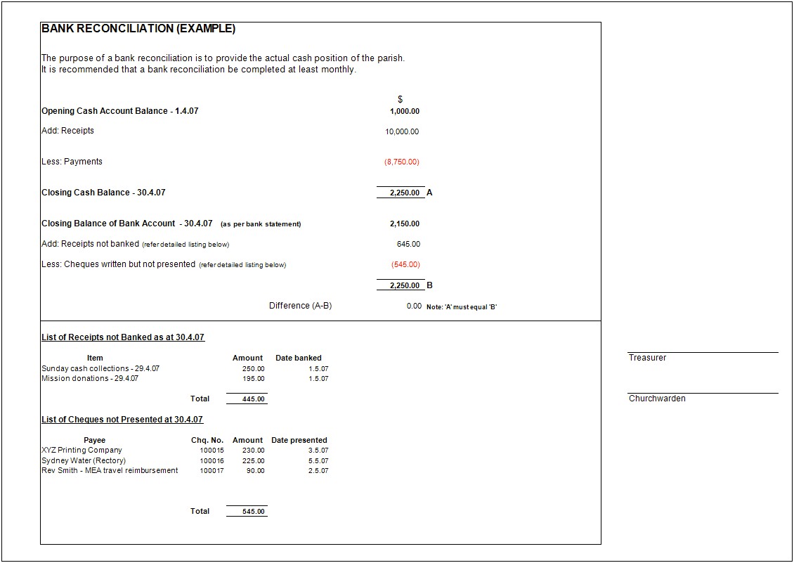 Free Microsoft Excel Bank Reconciliation Template