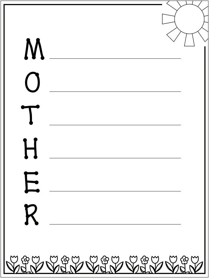 Free Mother's Day Acrostic Poem Template