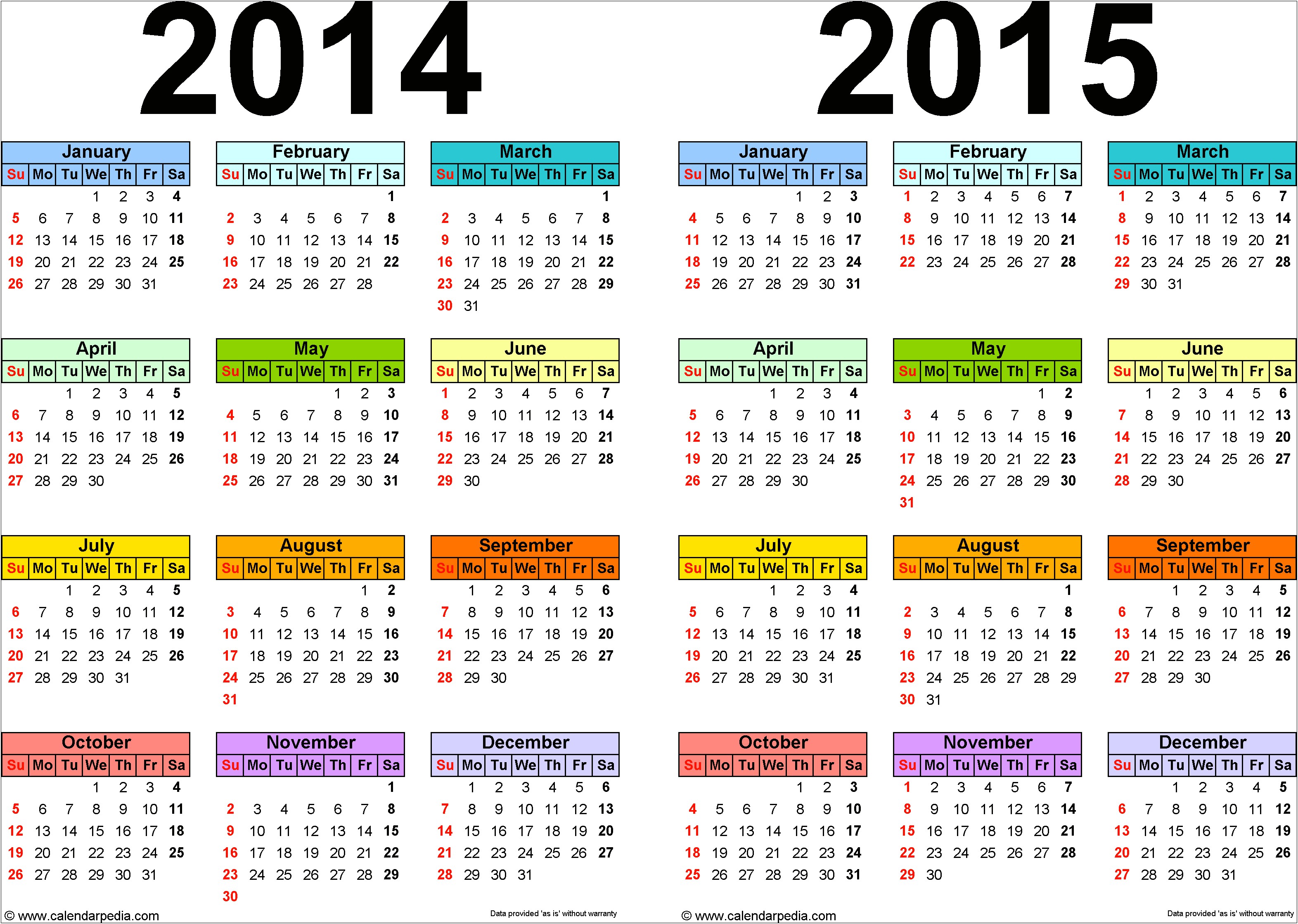 Free Ms Word 2015 Calendar Template