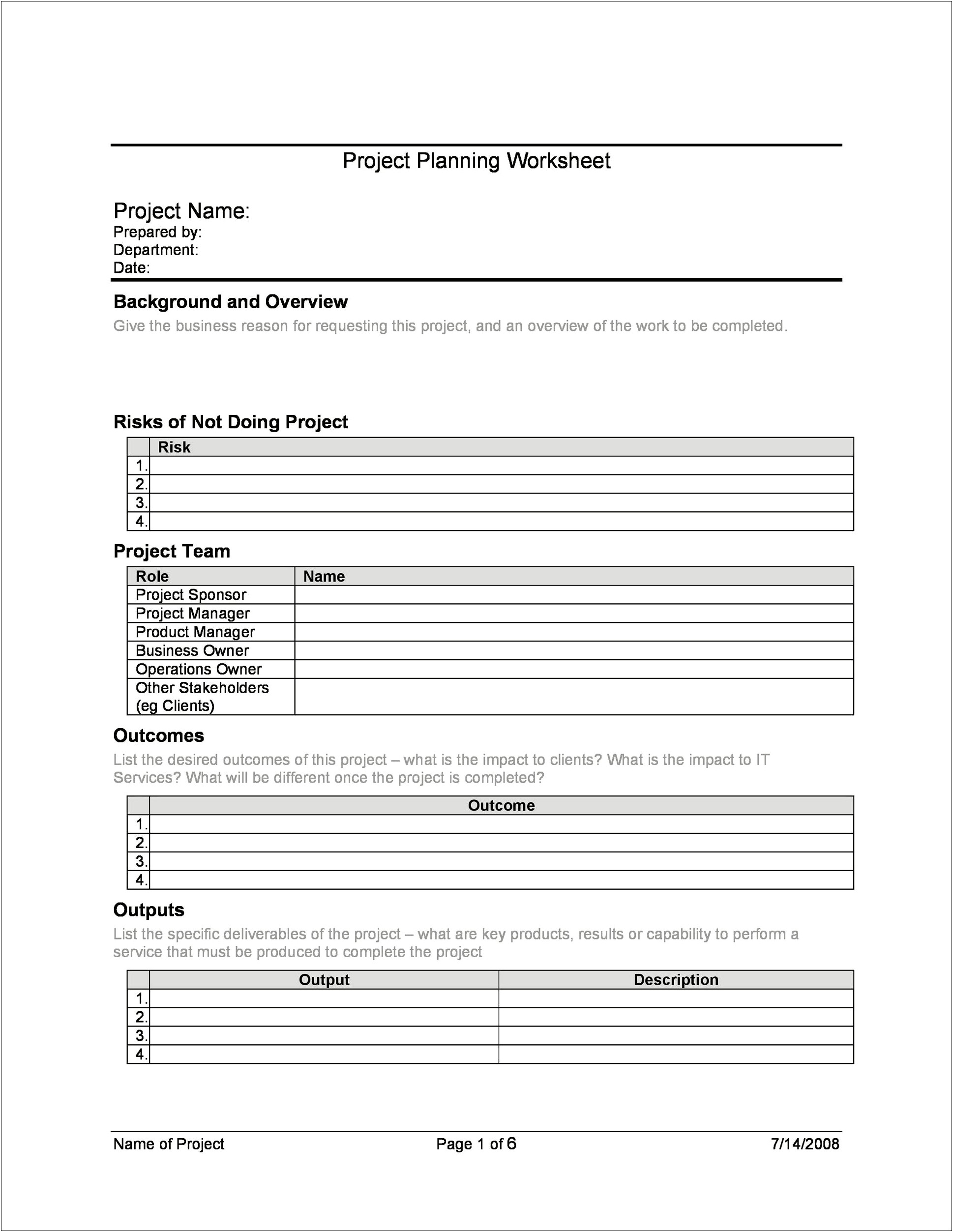 Free Ms Word Project Management Templates