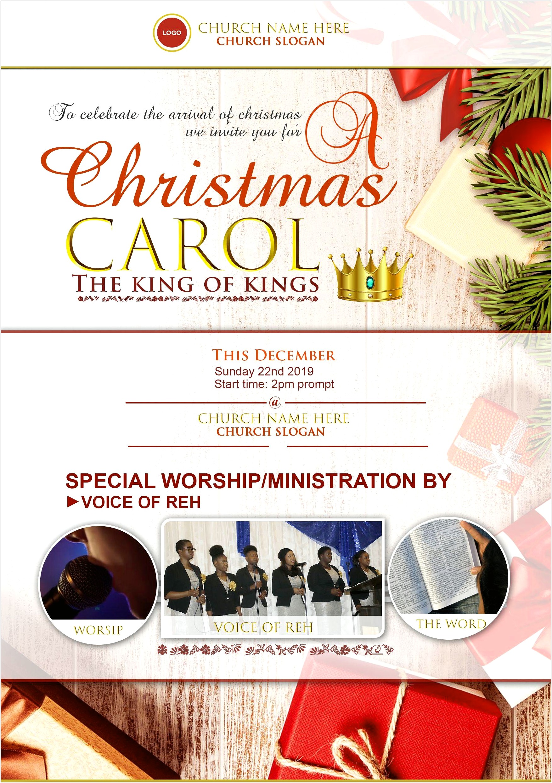 Free Nativity Christmas Caroling Flyer Template