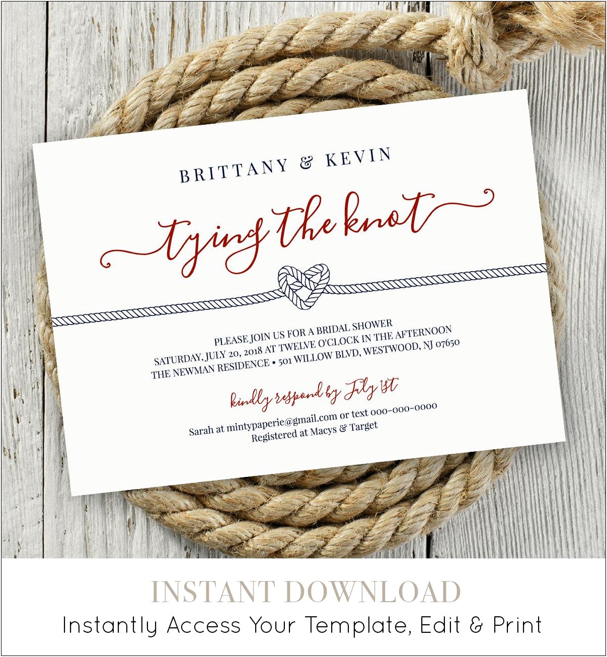 Free Nautical Bridal Shower Invitation Templates