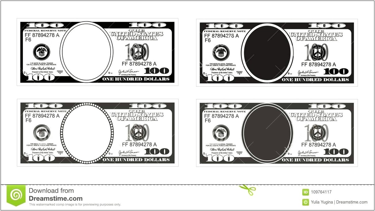 Free New 100 Dollar Bill Blank Template