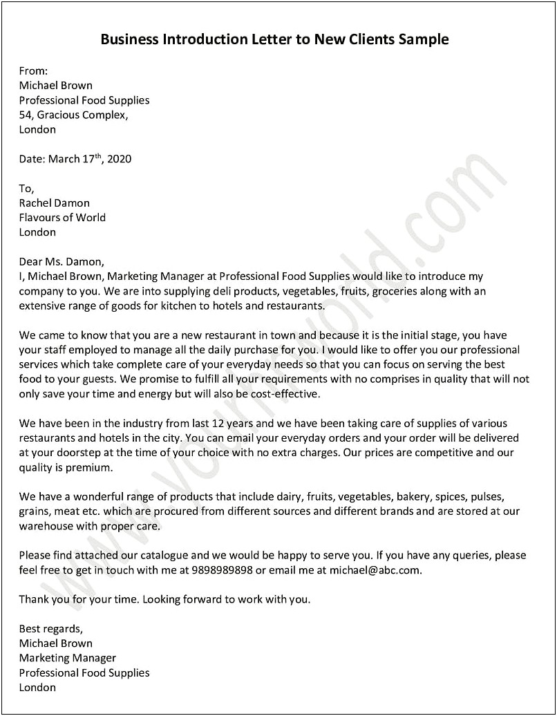Free New Business Introduction Letter Template