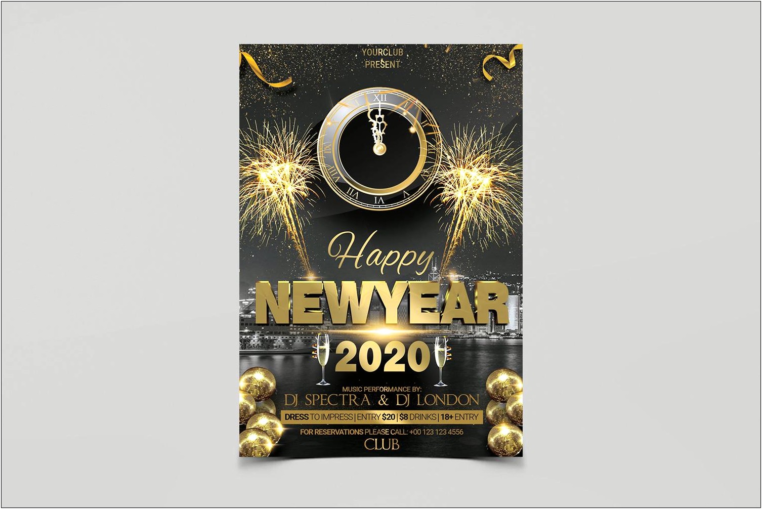 Free New Years Eve Photoshop Template