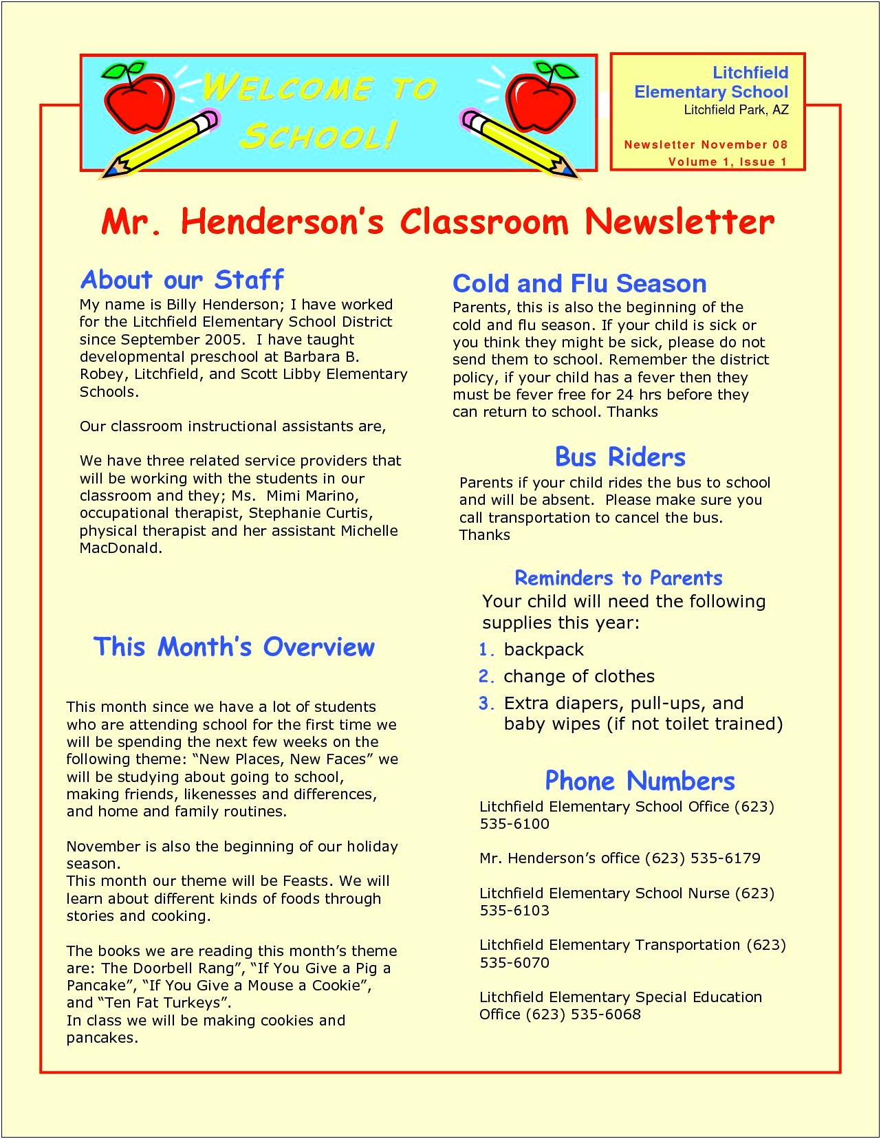 Free Printable Newsletter Templates For Preschool Teachers
