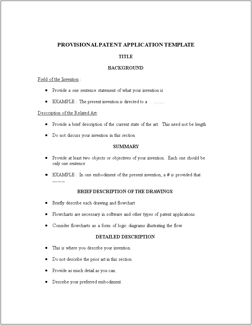 Free Nonprovisional Ulyility Patent Application Template