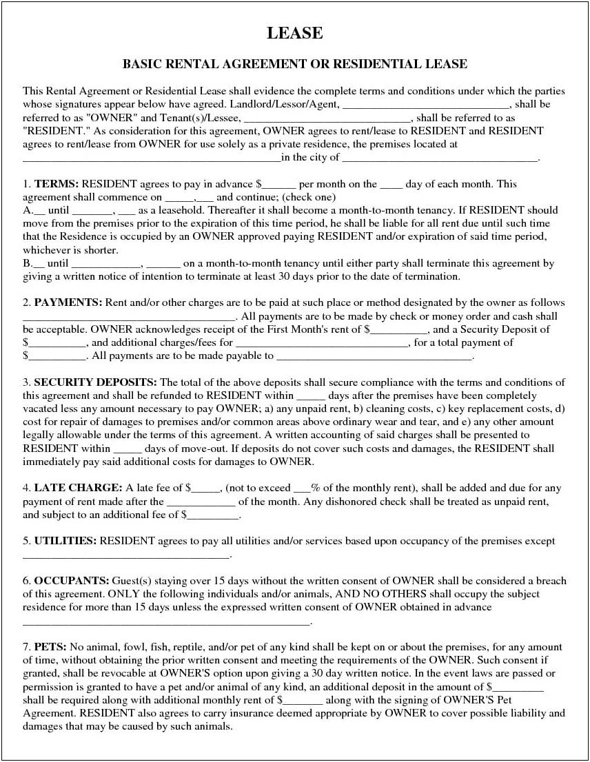 Free North Carolina Lease Agreement Template