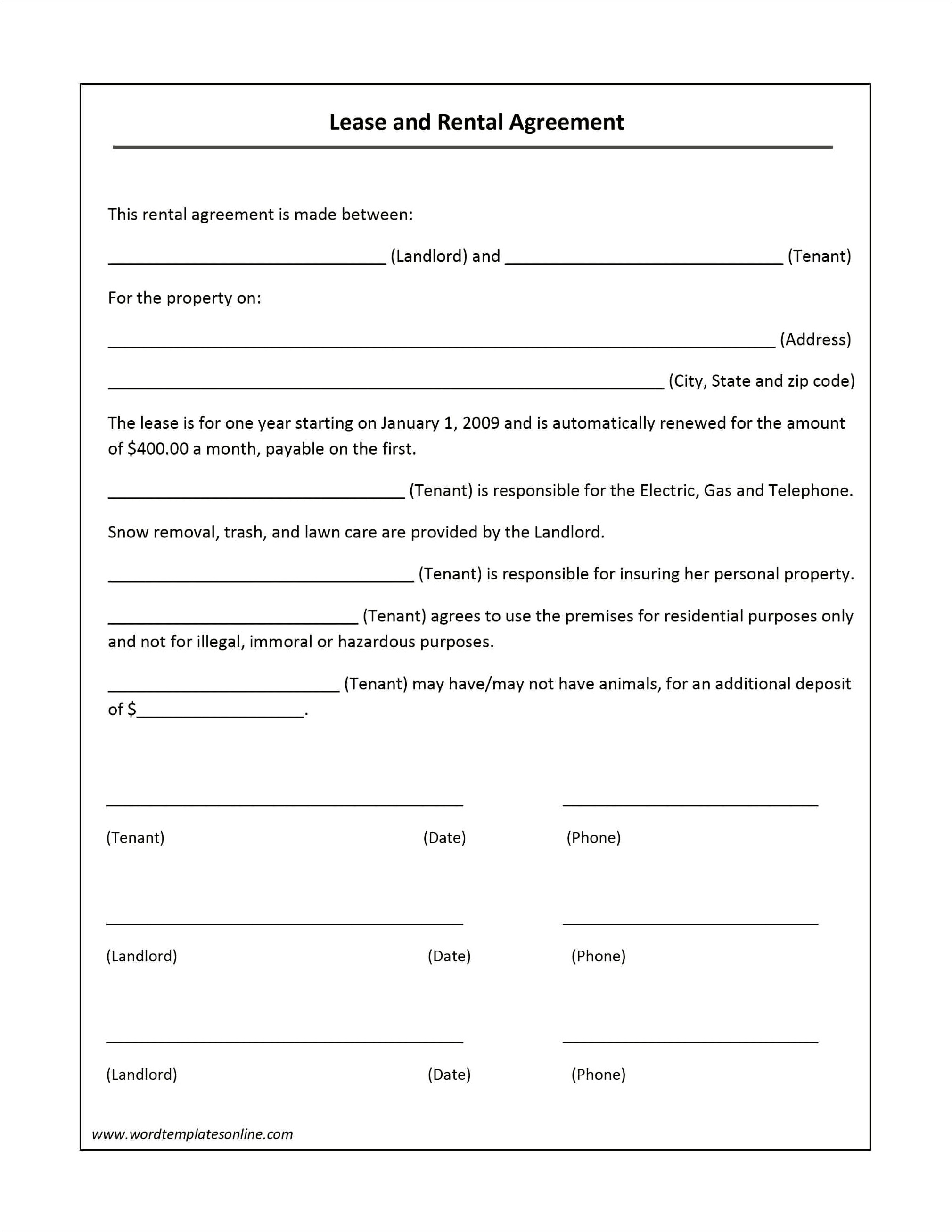 Free Office Lease Agreement Template Word