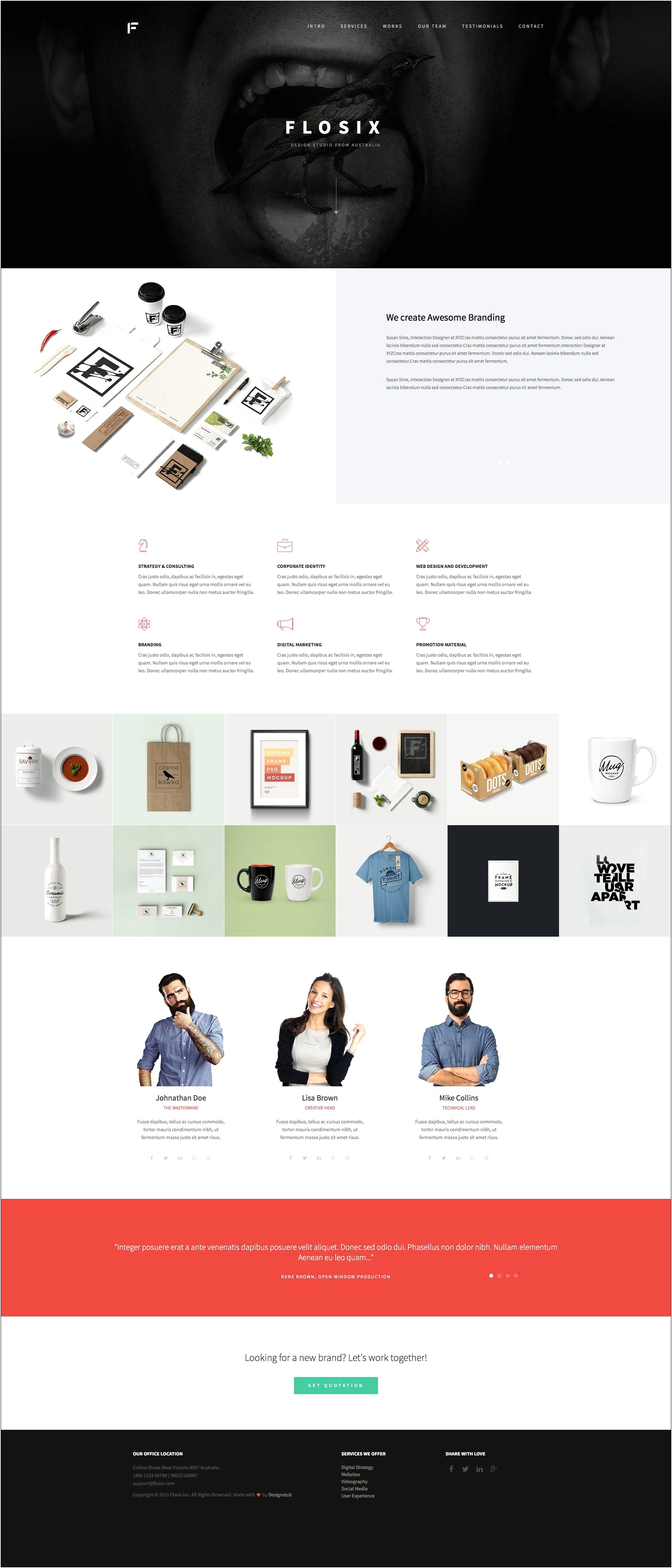 Free One Page Business Html Template