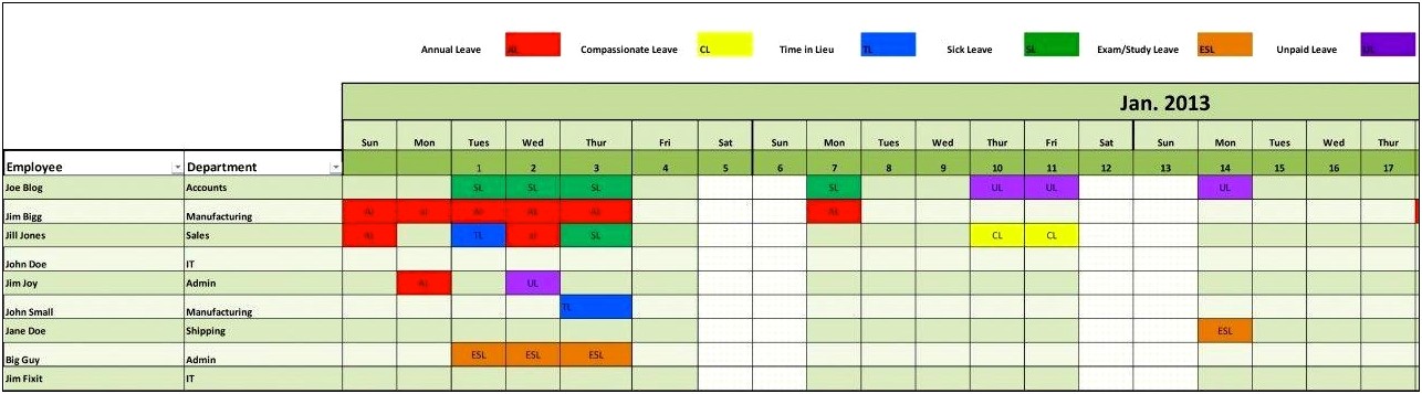 Free Online Annual Leave Planner Template