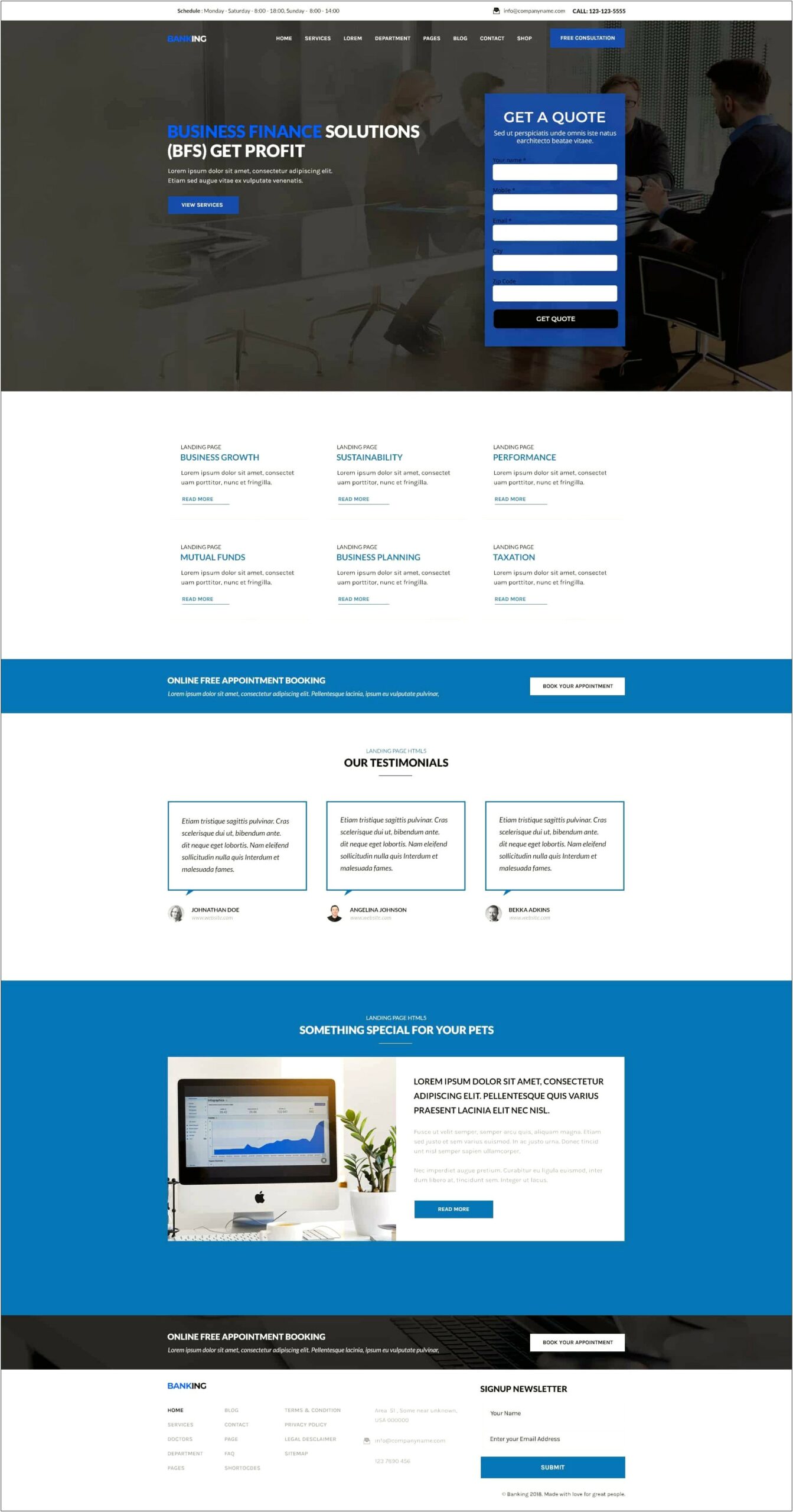 Free Online Bank Finance Html Template