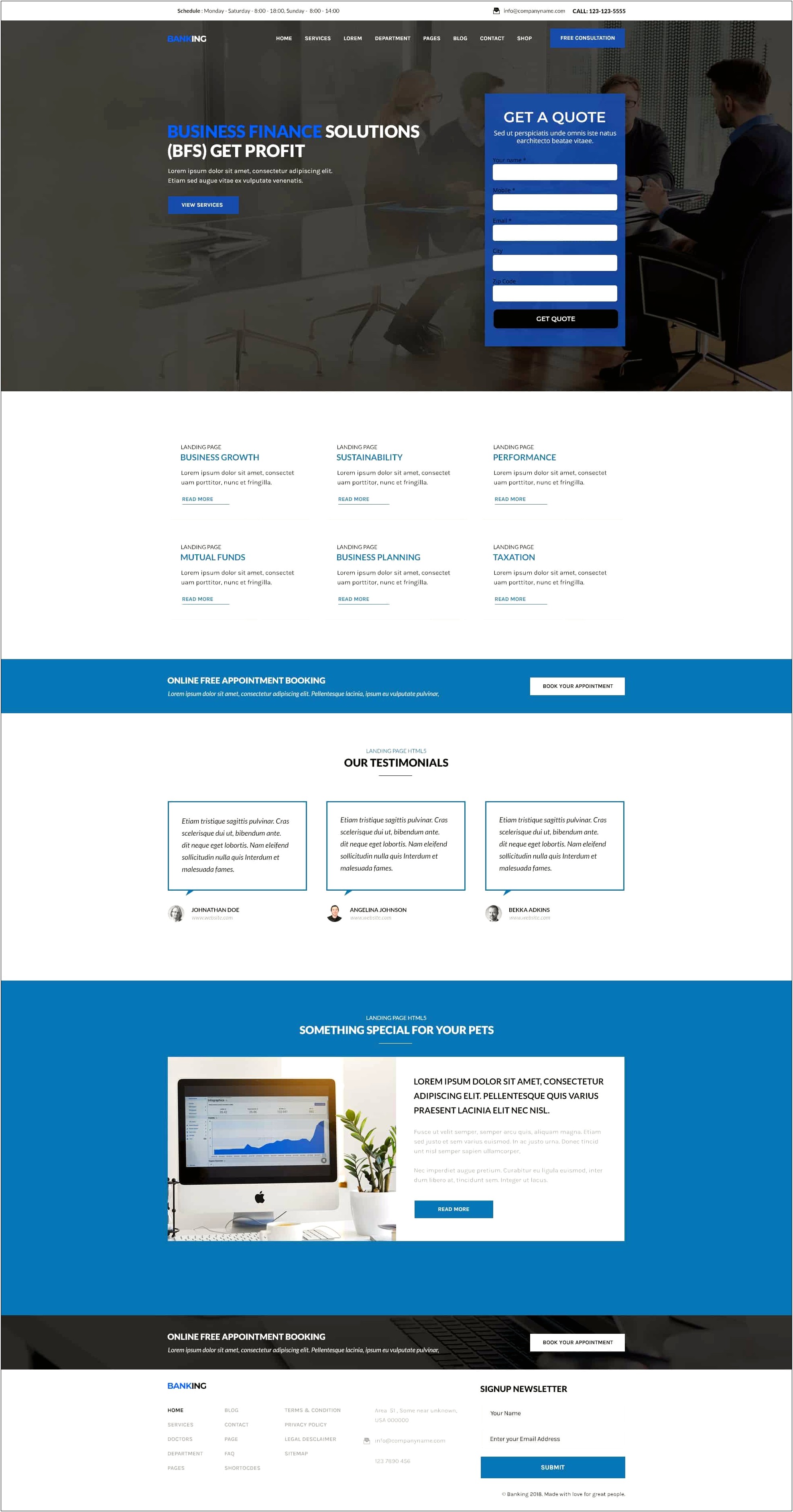 Free Online Bank Finance Html Template