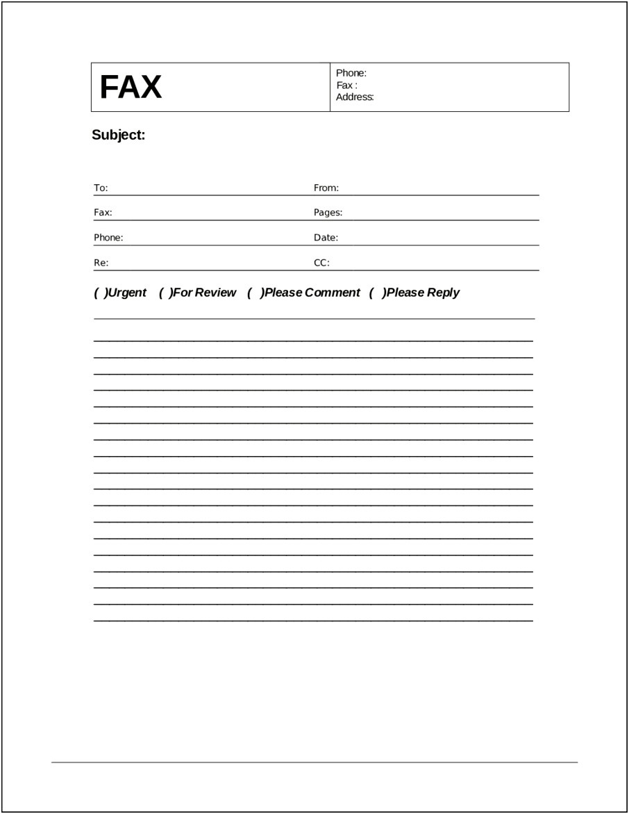 Free Online Fax Cover Sheet Template