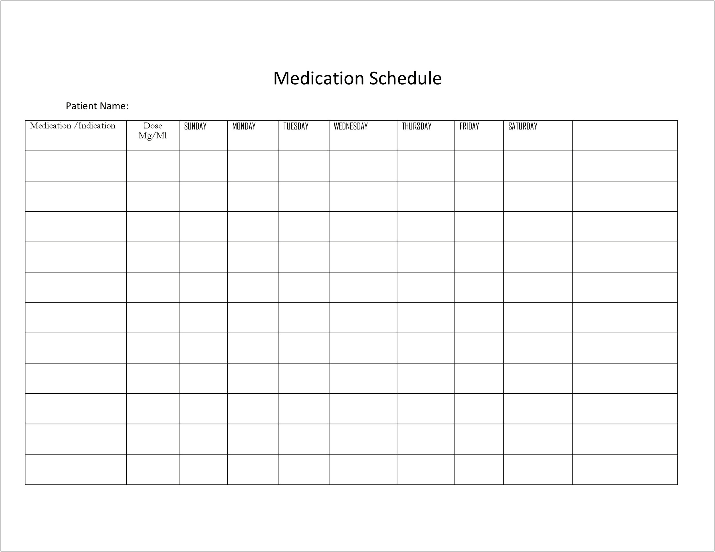 Free Online Template For Medical Chart