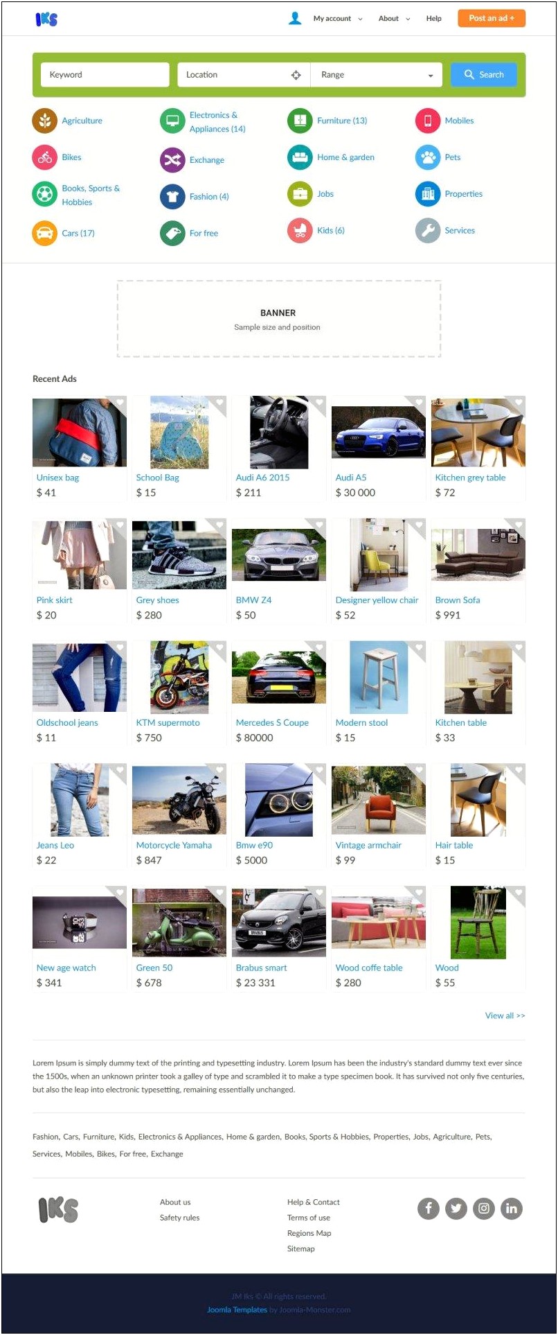 Free Open Source Sales Classifieds Templates