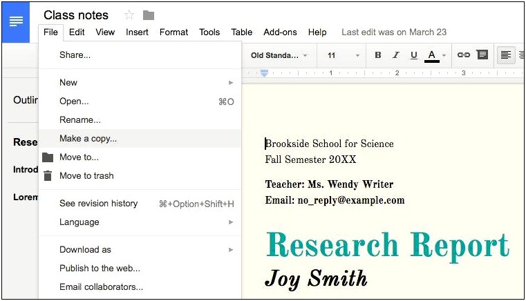 Free Outline Template To Use With Google Docs