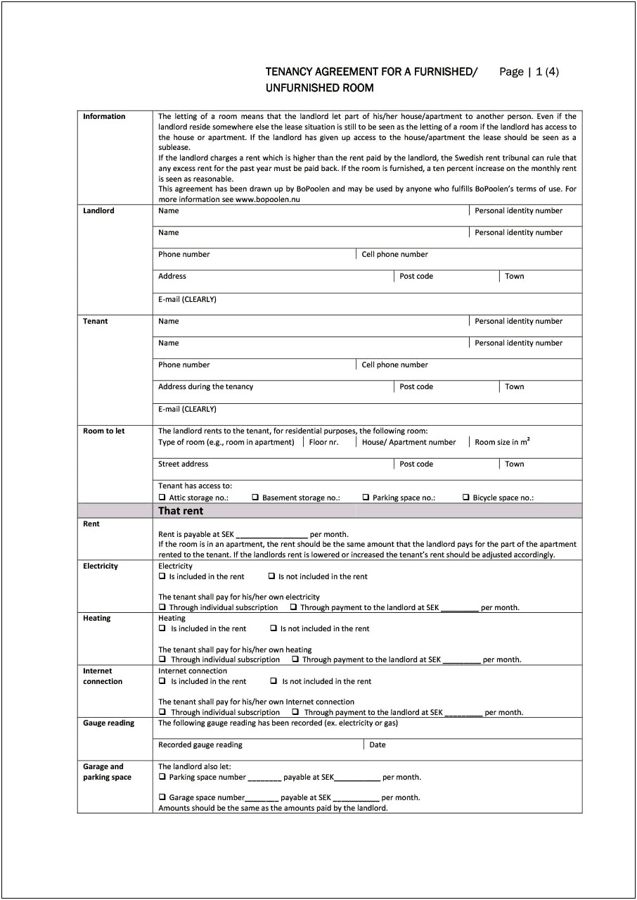 Free Parking Space Rental Agreement Template